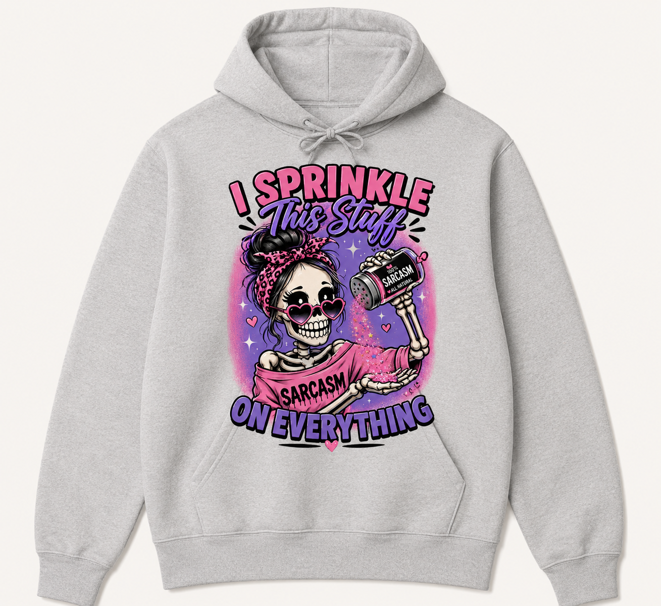 “I Sprinkle Sarcasm on Everything” Sassy Skeleton Graphic Tee
