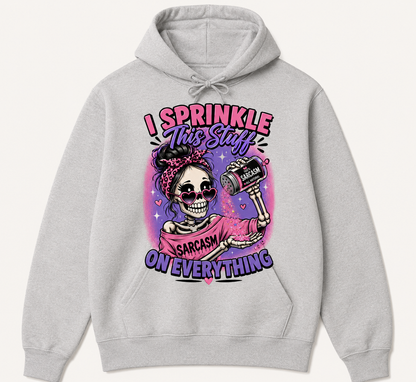 “I Sprinkle Sarcasm on Everything” Sassy Skeleton Graphic Tee