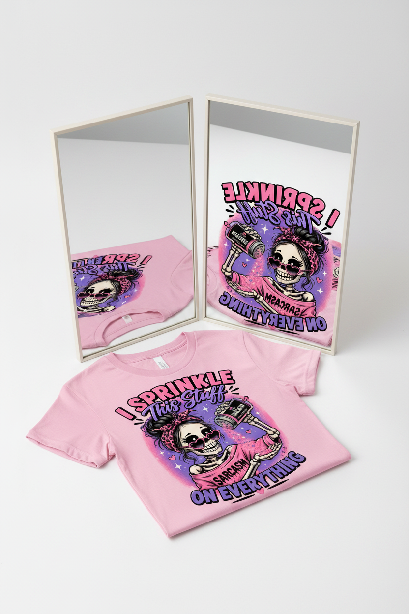 “I Sprinkle Sarcasm on Everything” Sassy Skeleton Graphic Tee